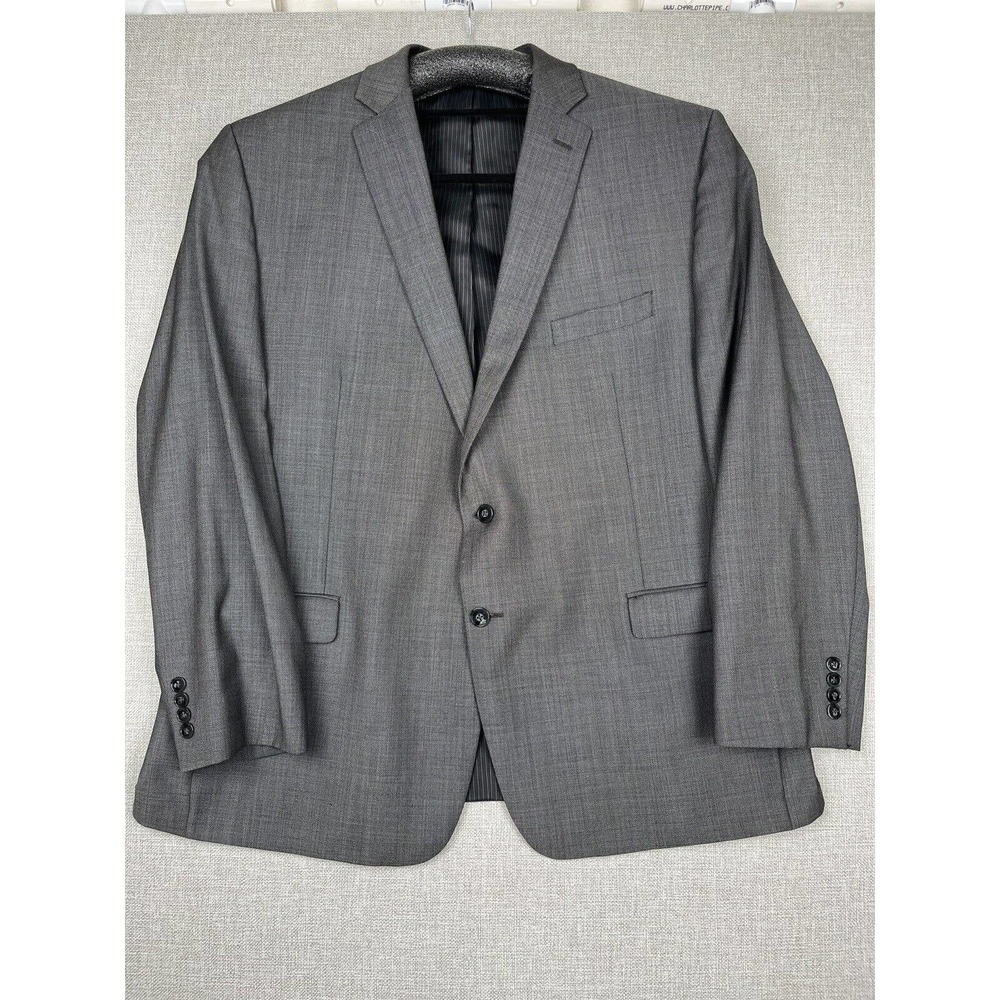 Calvin Klein Mens 100% Wool Slim Fit Two Button Suit Jacket Blazer Gray Size 48R